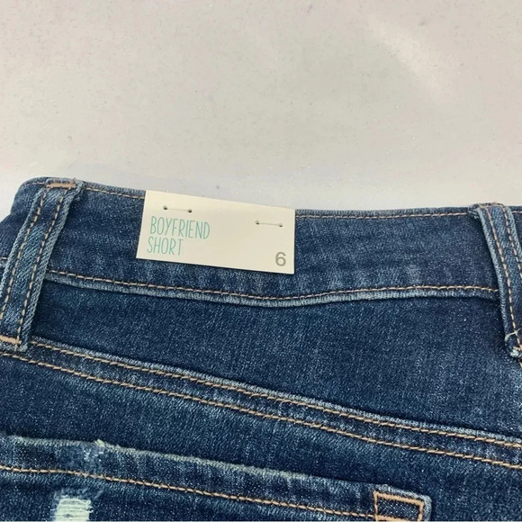 Maurice Boyfriend Denim Shorts Woman 6  Distress Blue Mid Rise Beach Vacation - Picture 10 of 10